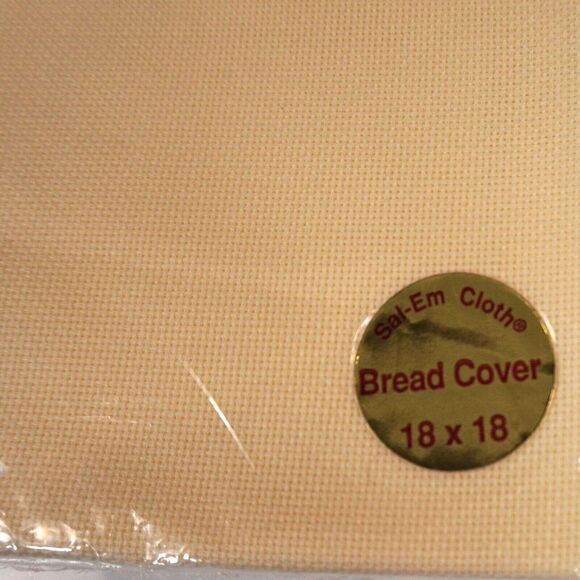 Crafters Pride Sal-Em Cloth Tan Breadcover 14 Count Fringed 18" x 18" New Sealed - Picture 4 of 5